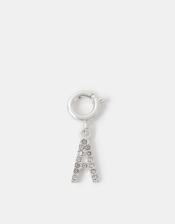 Diamanté Initial Jewellery Charm, Silver (SILVER), large