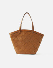 Cross-Weave Tote Bag, Tan (TAN), large