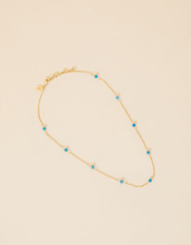 Gold-Plated Healing Stone Station Apatite Bead Necklace, , large