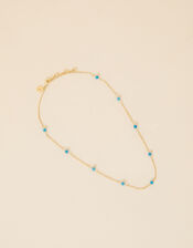 Gold-Plated Healing Stone Station Apatite Bead Necklace, , large