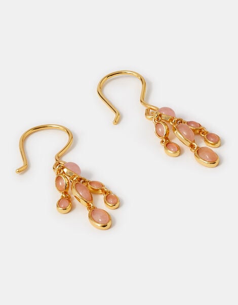 14ct Gold-Plated Rose Quartz Drop Earrings, , large