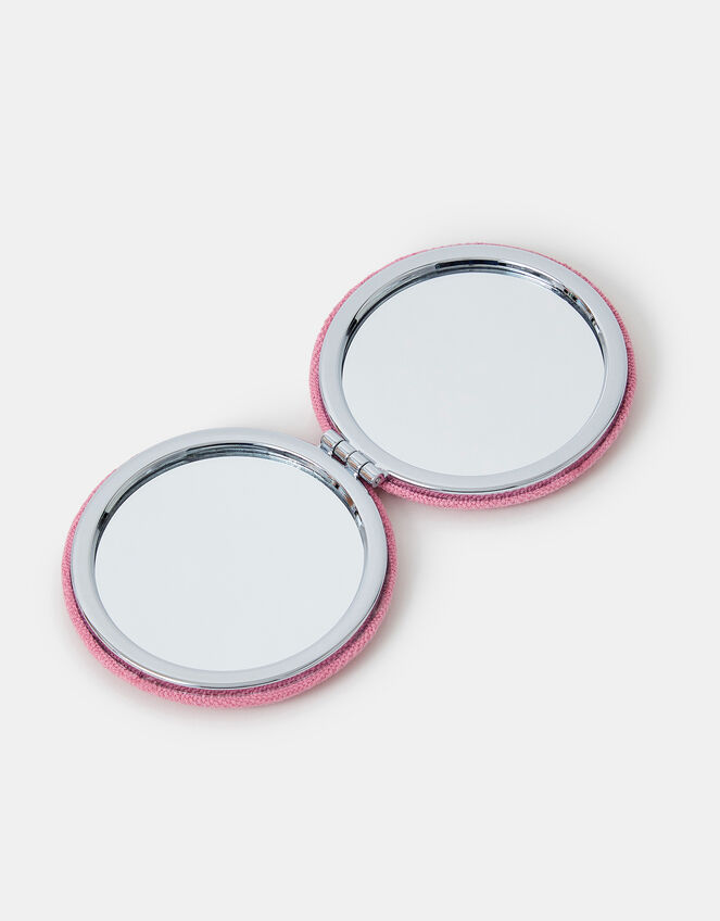 Initial Embroidered Compact Mirror, Pink (PINK), large