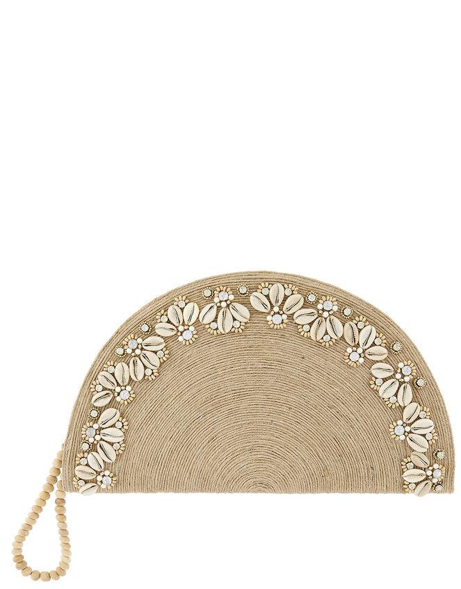 Ocean Woven Shell Clutch Bag, , large