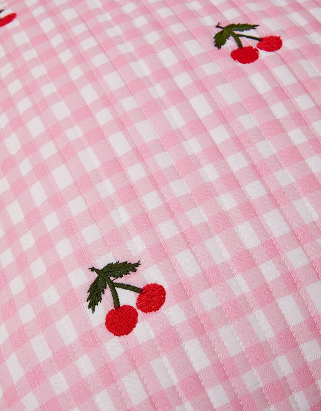 Quilted Gingham Cherry Cushion Cover, , large