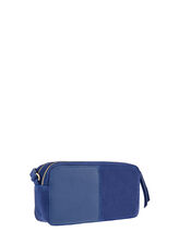 Macy Suede and Leather Cross-Body Bag, Blue (BLUE), large