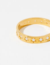 Gold-Plated Sparkle Star Band Ring, Gold (GOLD), large
