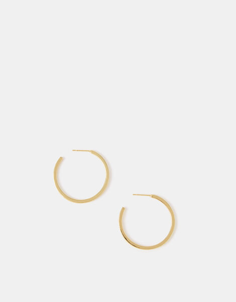 14ct Gold-Plated Pav&eacute; Hoop Earrings, , large