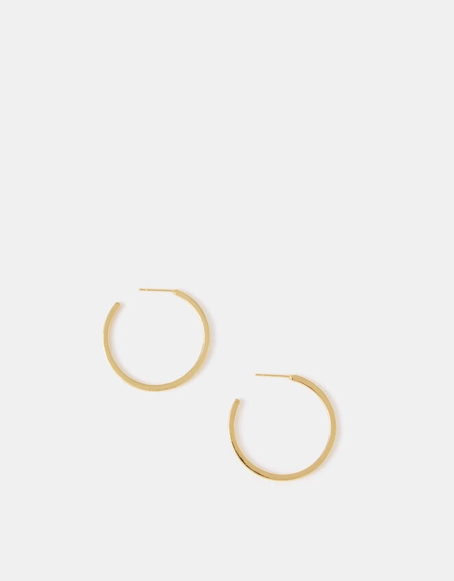 14ct Gold-Plated Pav&eacute; Hoop Earrings, , large