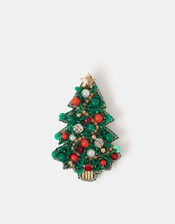 Beaded Christmas Tree Brooch, , large