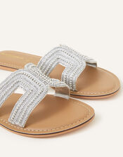 Bella Beaded Sliders, Silver (SILVER), large