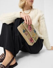Floral Bead Embellished Clutch Bag, , large
