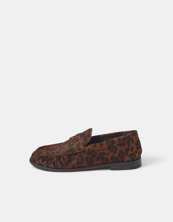 Leopard Print Leather Loafers, Leopard (LEOPARD), large