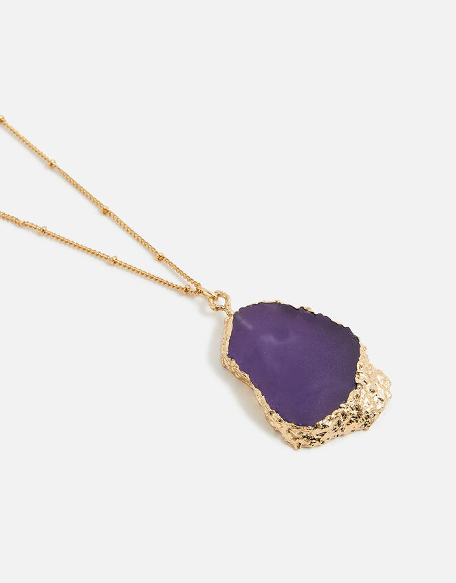 Statement Stone Slice Pendant Necklace, , large