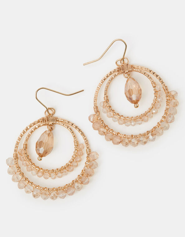 Aashiana Double Hoop Bead Drop Earrings, , large