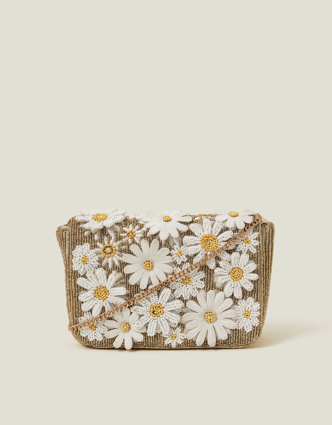 Hand-Beaded 3D Floral Clutch Bag, , large
