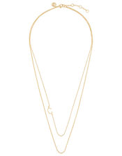 Gold-Plated Double Chain Initial Necklace - C, , large