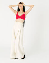 Buckle Front Textured Bikini Top, Red (RED), large