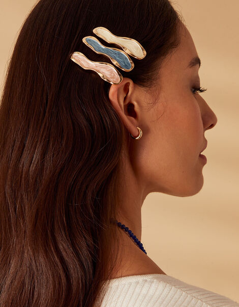 Stone Molten Hair Slides Set of Three, , large