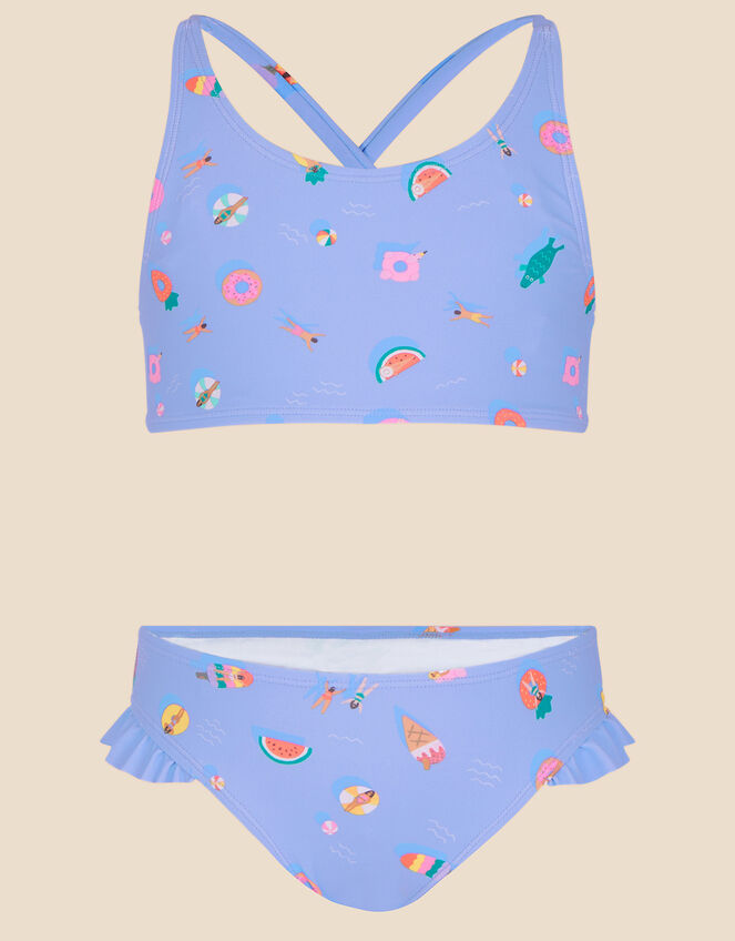 Girls Funshine Bikini Set with Recycled Polyester, Blue (BLUE), large
