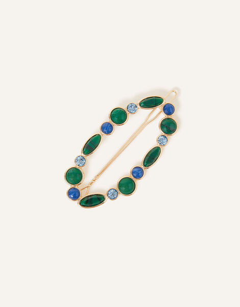 Mixed Stone Oval Hair Clip, , large