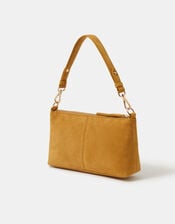 Leather Crossbody Handbag, Yellow (OCHRE), large