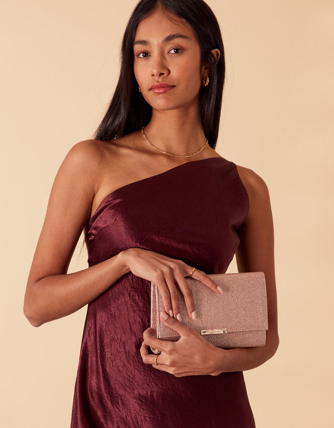 Metallic Box Clutch Bag, , large