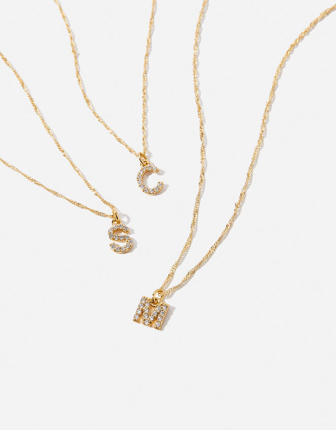 Gold-Plated Sparkle Initial Pendant Necklace, Gold (GOLD), large