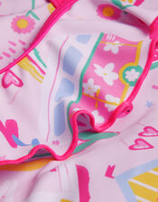 Girls Sunbeam Print Swimsuit, Pink (PINK), large
