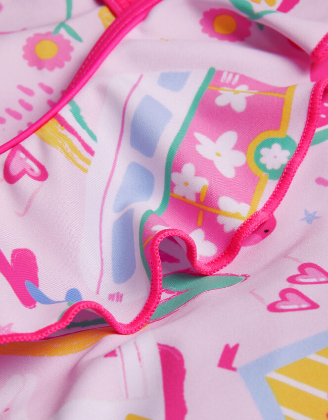 Girls Sunbeam Print Swimsuit, Pink (PINK), large