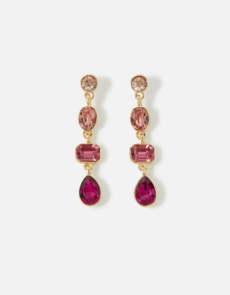 Willow Eclectic Stones Long Earring, Pink (FUCHSIA), large