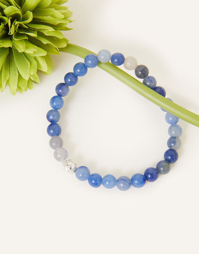 Sterling Silver-Plated Aventurine Beaded Bracelet, , large