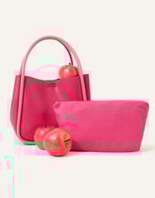 Contrast Pipe Handheld Bag, Pink (PINK), large