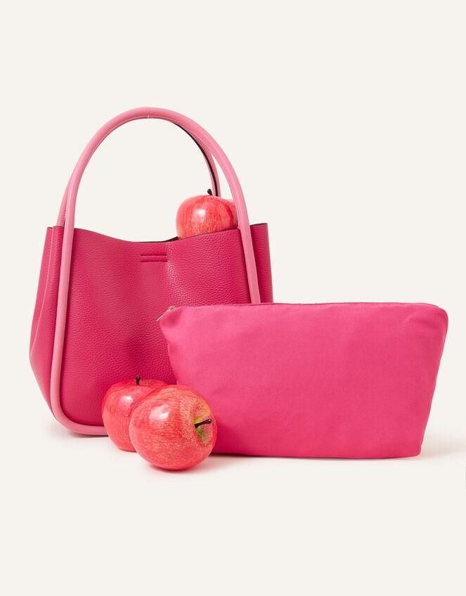 Contrast Pipe Handheld Bag, Pink (PINK), large