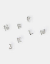 Sterling Silver Initial Flatback Stud, Silver (ST SILVER), large