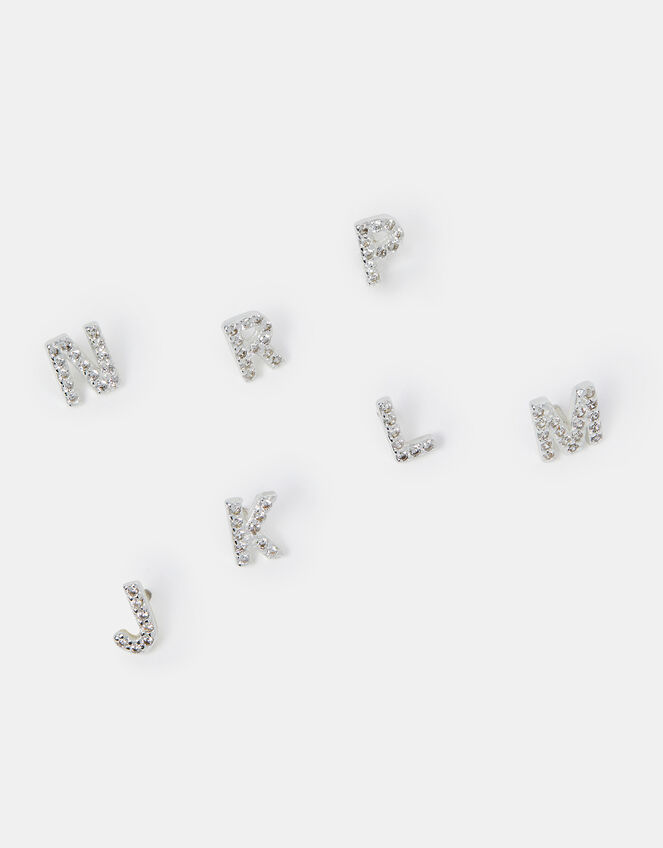Sterling Silver Initial Flatback Stud, Silver (ST SILVER), large
