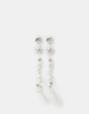 4-Pack Sterling Silver-Plated Shell Stud & Hoop Earrings, , large