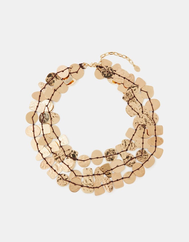 Textured Disc Layered Necklace, , large