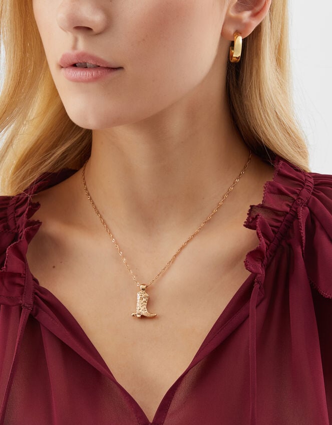 Cowboy Boot Pendant Necklace, , large