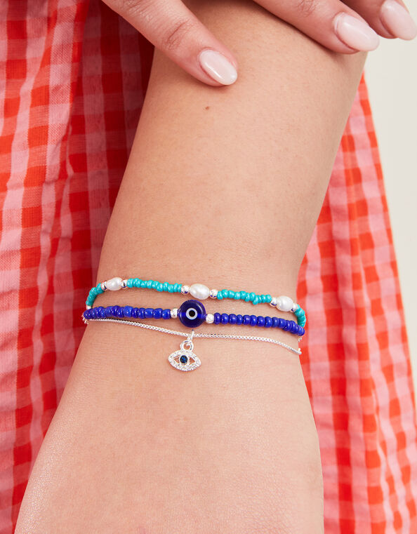 Eye Charm Beaded Bracelets Set of Three, , large