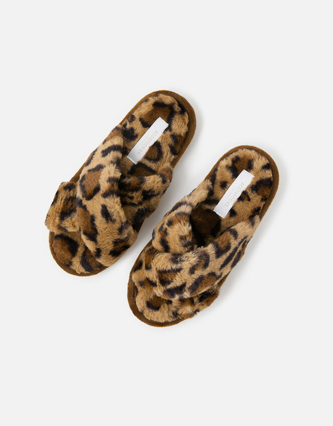 Fluffy Leopard Mule Slippers, Leopard (LEOPARD), large
