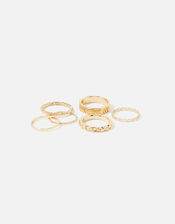 Berry Blush Textured Hexagon Ring Set, Gold (GOLD), large