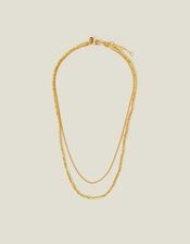 14ct Gold-Plated Layered Bead Chain Necklace, , large