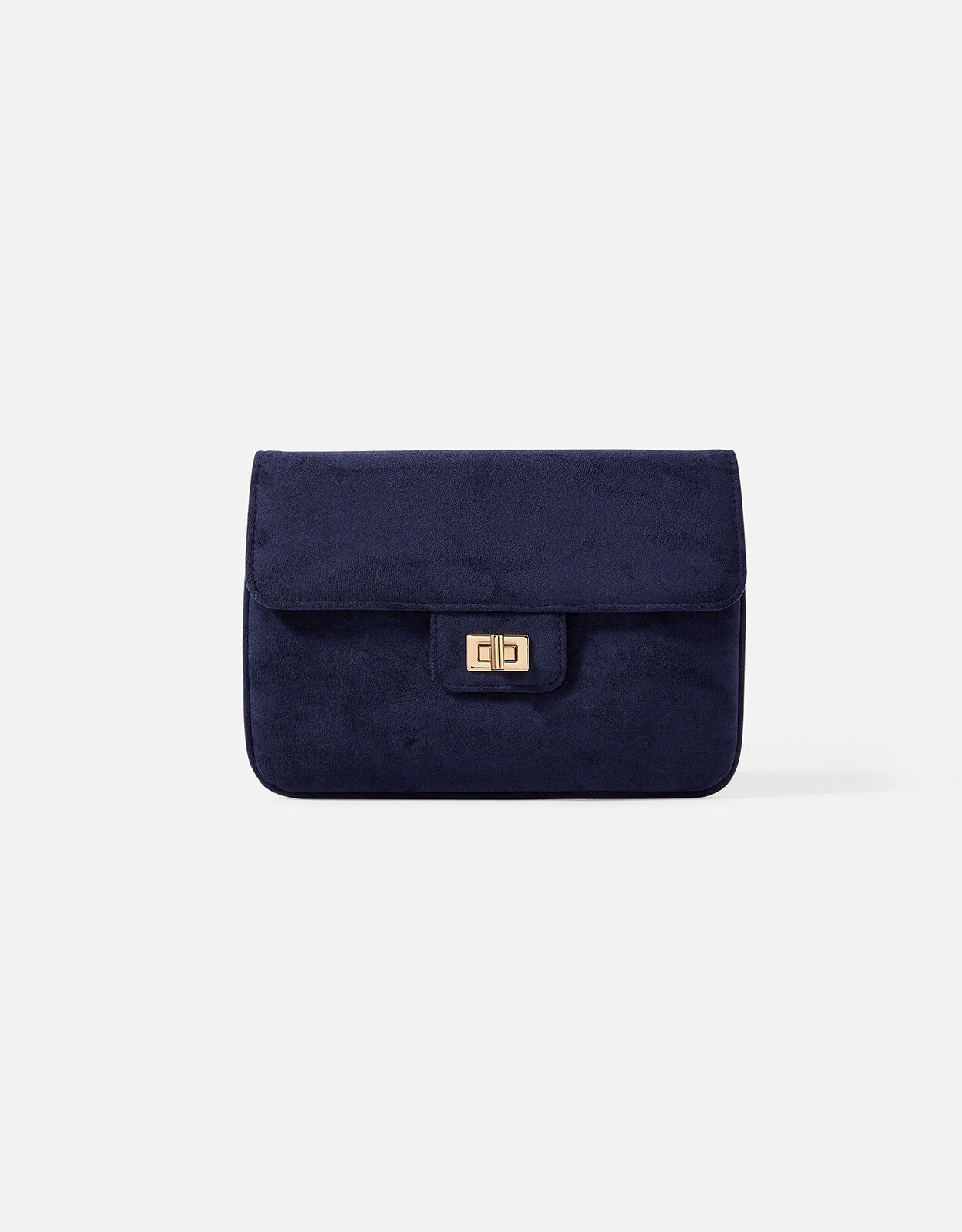 Suedette Flat Fold Clutch Bag Blue