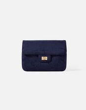Suedette Flat Fold Clutch Bag, Blue (NAVY), large