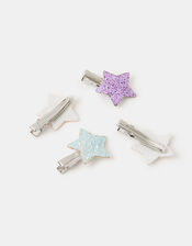 4-Pack Girls Glitter Star Hair Clips, , large