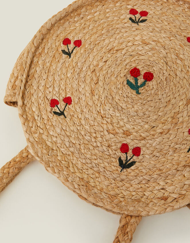 Cherry Round Jute Shoulder Bag, , large