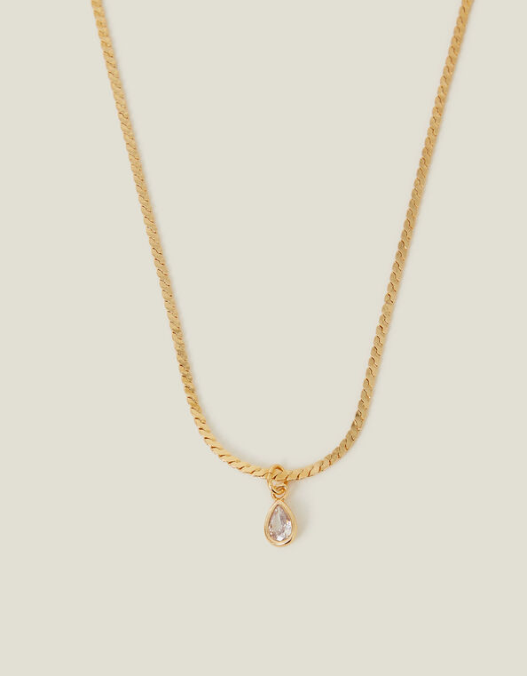 14ct Gold-Plated Pear Pendant Necklace, , large