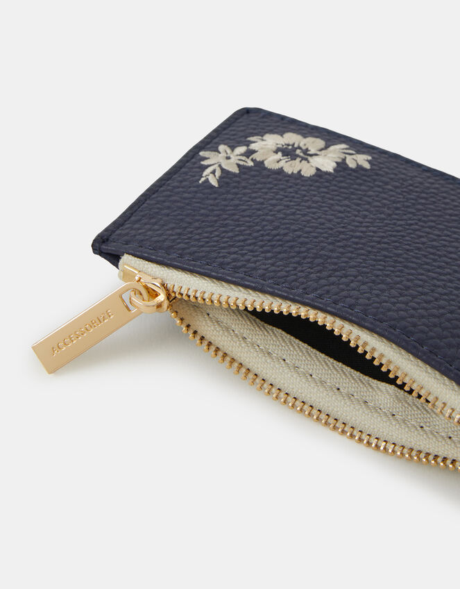 Floral Embroidered Card Holder, , large