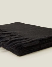 Plain Tassel Scarf, Black (BLACK), large