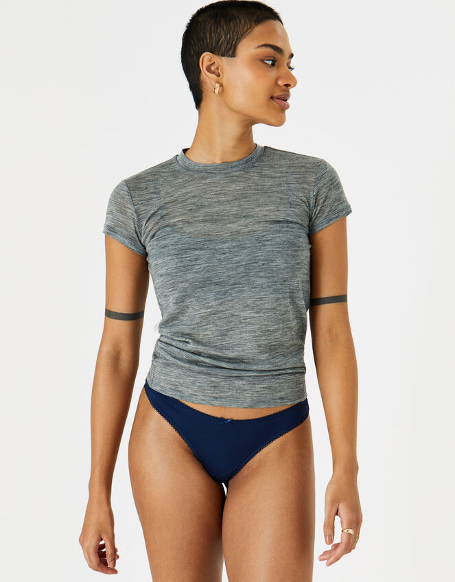 Natural Bamboo Fibre Thongs Set of Three, Natural (NATURAL), large